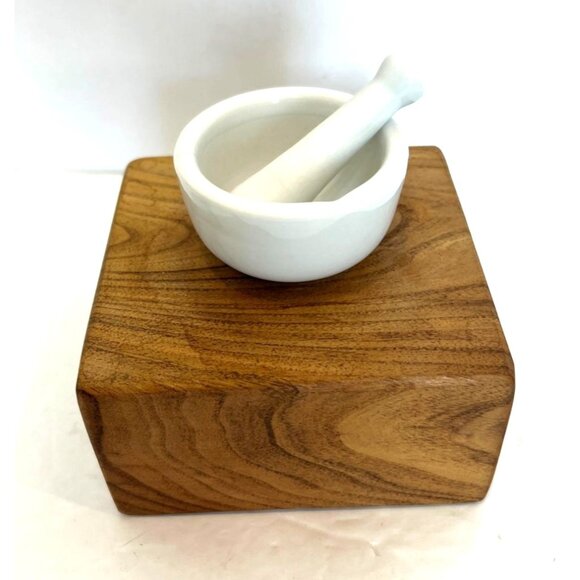 White Porcelain Mortar and Pestle Set Small Mini White Grind Mix Cocktail - Picture 5 of 8